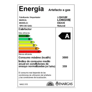 Calefactor a gas Longvie Tiro Balanceado Eba3s 3000kcal Recta - Image 3