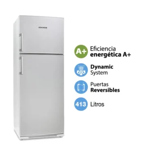 Heladera Kohinoor con Freezer Arriba 413 L. Color Blanco KHD43/7