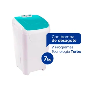 Lavarropas Columbia semiautomático 7 Kg. con bomba de desagote. LSC7001 Carga manual
