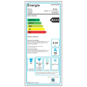 Lavarropas Drean Carga Frontal Inverter 8 Kg Gris Drean - NEXT 8.14 PG ECO - Image 6