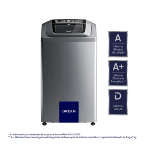 Lavarropas Drean Carga Superior 6,5 Kg Gris - CONCEPT NEO FUZZY 658 G