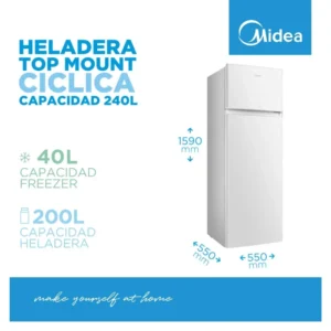 Heladera Midea Cíclica Top Mount 240L - MDRT333FGE01A - Image 5