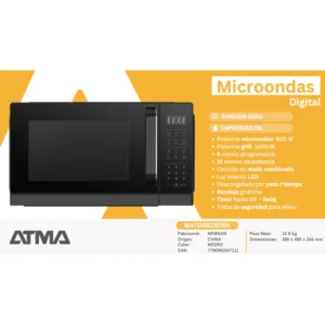 Microondas Digital Atma 23 L - MATDGB23UBN - Image 3