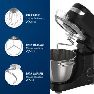 Batidora Planetaria Oster® 12 velocidades, Tazón de Acero Inoxidable, Capacidad de 4 lt, Incluye 4 Accesorios, 850 W, Negro, FPSTSMPL2B - Image 4