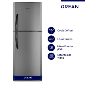 Heladera Drean con Freezer - Cíclica 397 L Gris - HDR400F30E - Image 1