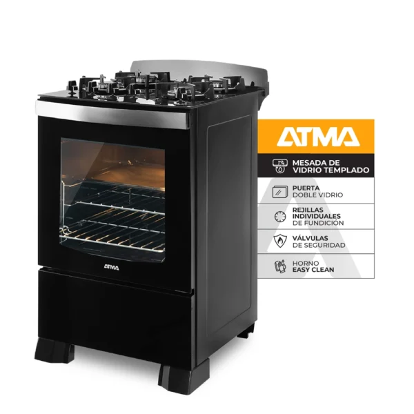 Cocina Atma 56 cm Multigas Negra - CCM056N - 12